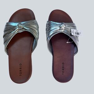 Torrid Silver Knot Slide Sandals Size 9.5 Wide